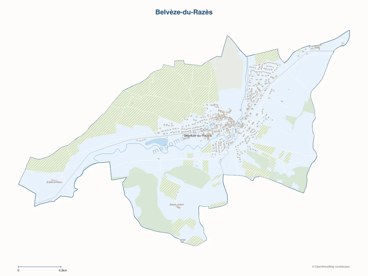Carte de Belvèze-du-Razès à personnaliser