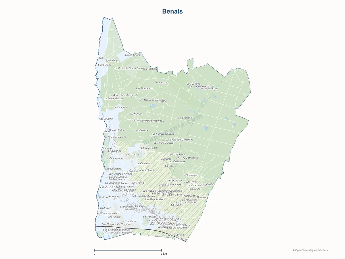 Carte de Benais à personnaliser