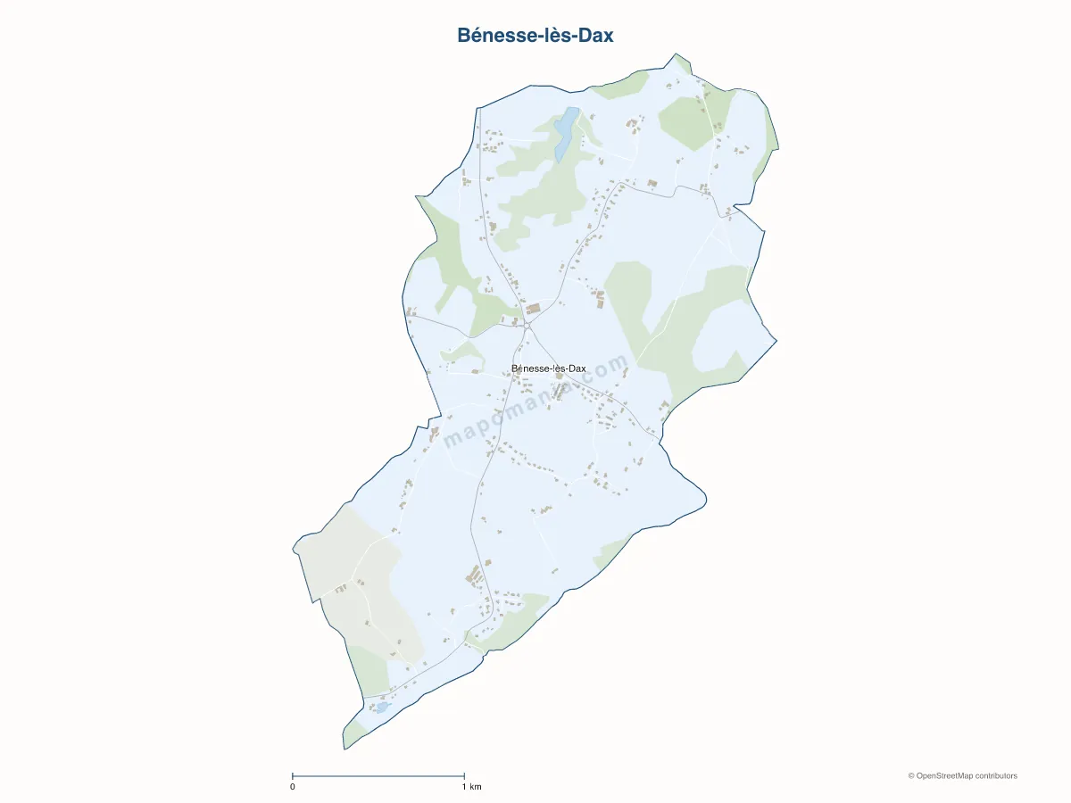 Carte de Bénesse-lès-Dax à personnaliser