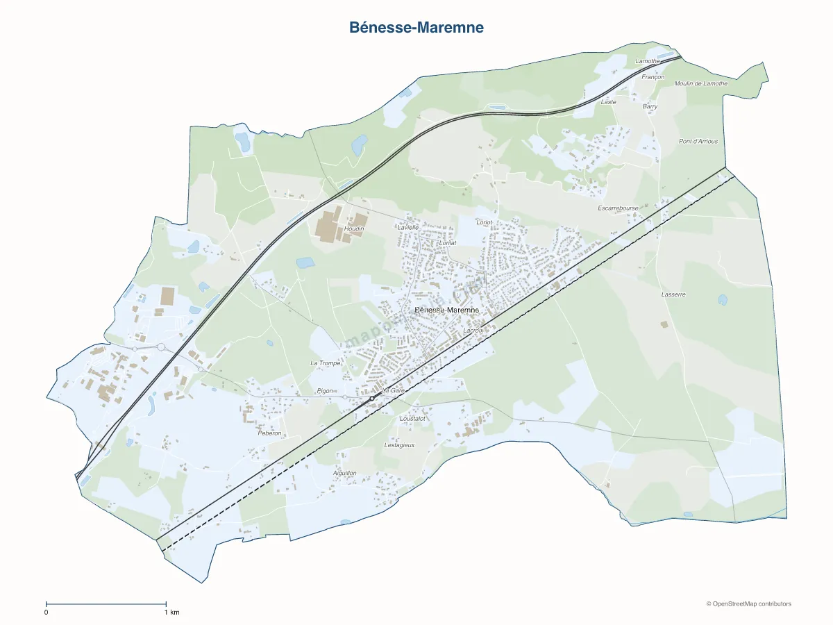 Carte de Bénesse-Maremne à personnaliser