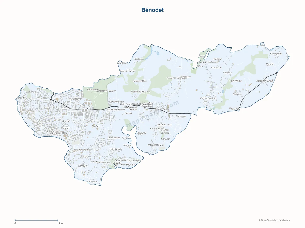 Carte de Bénodet à personnaliser