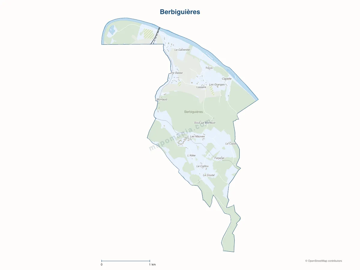 Carte de Berbiguières à personnaliser