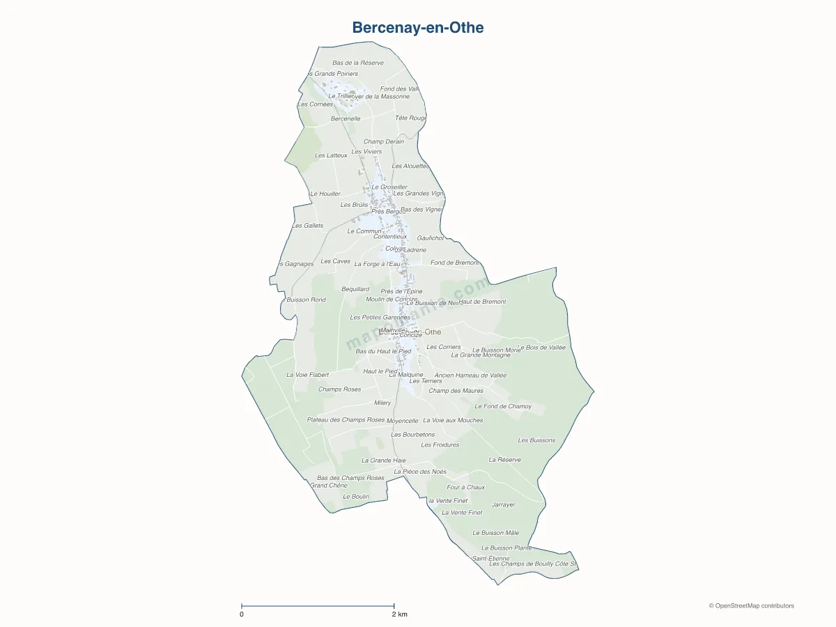 Carte de Bercenay-en-Othe à personnaliser