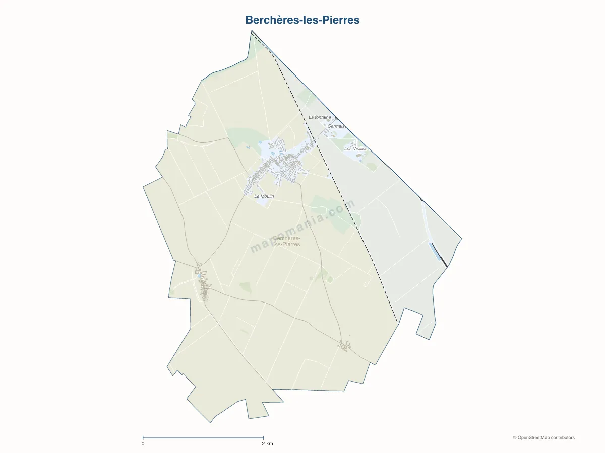 Carte de Berchères-les-Pierres à personnaliser