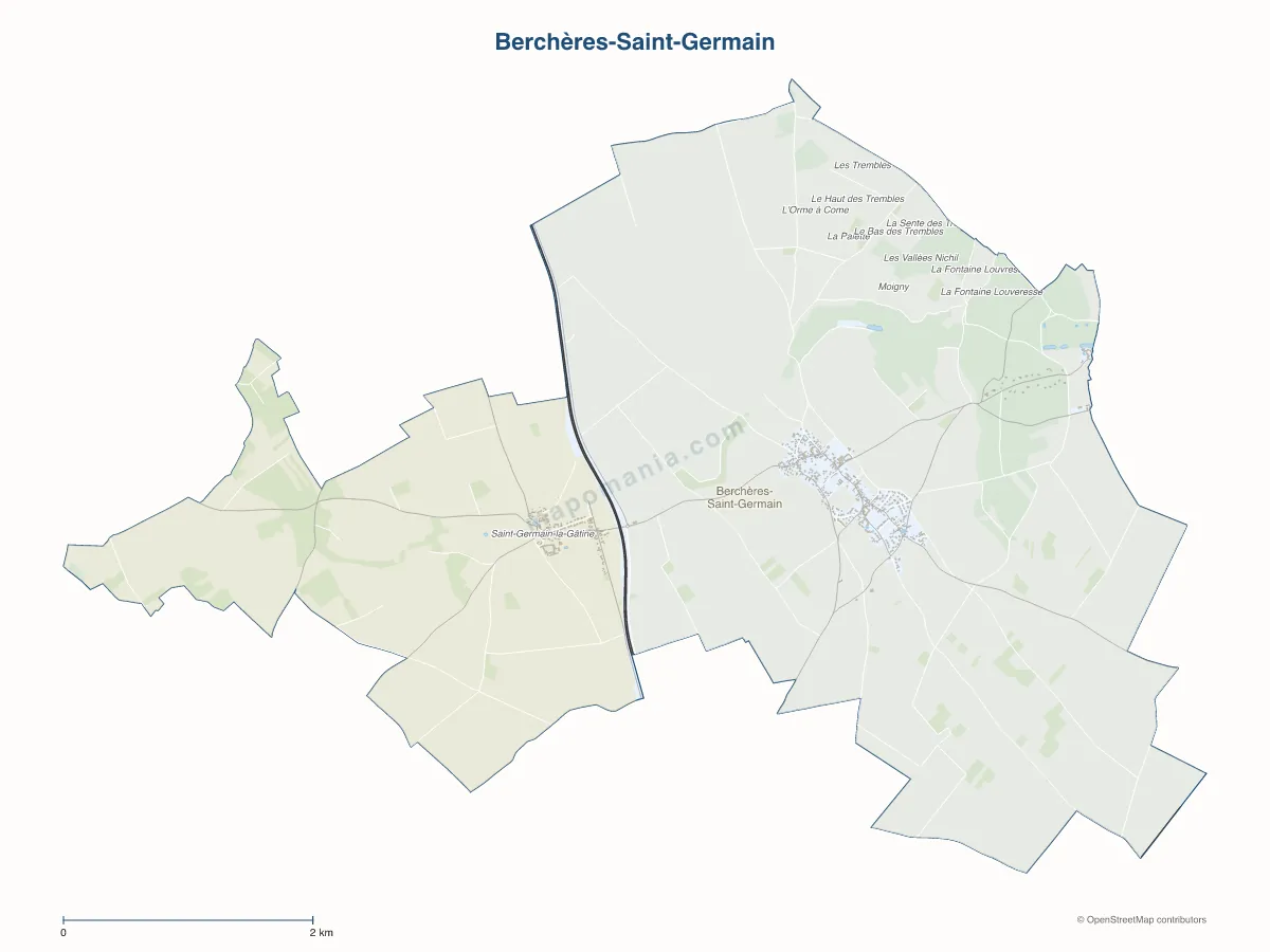 Carte de Berchères-Saint-Germain à personnaliser