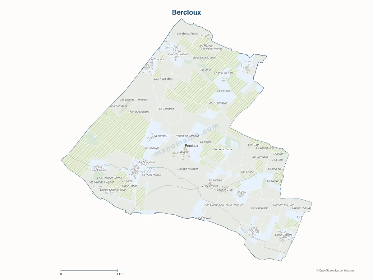 Carte de Bercloux à personnaliser