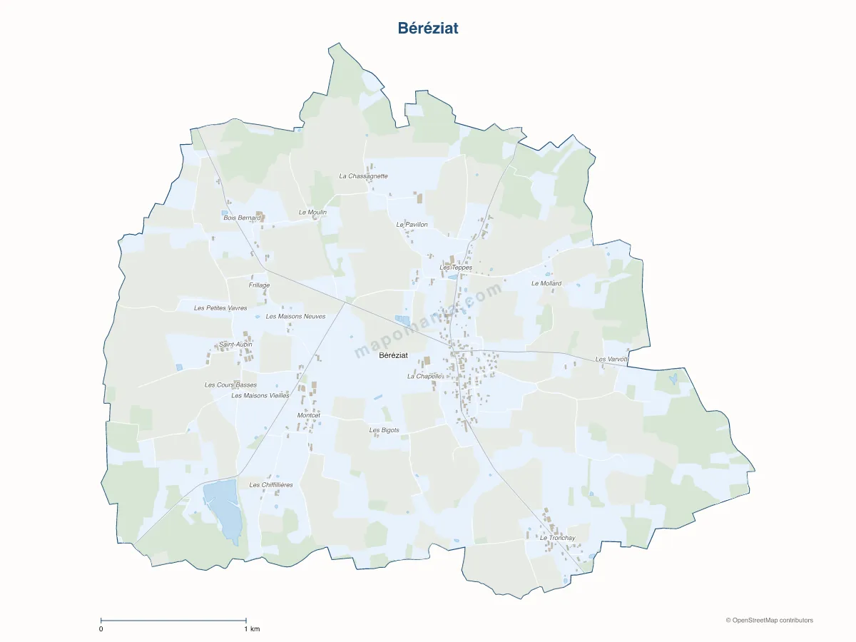 Carte de Béréziat à personnaliser