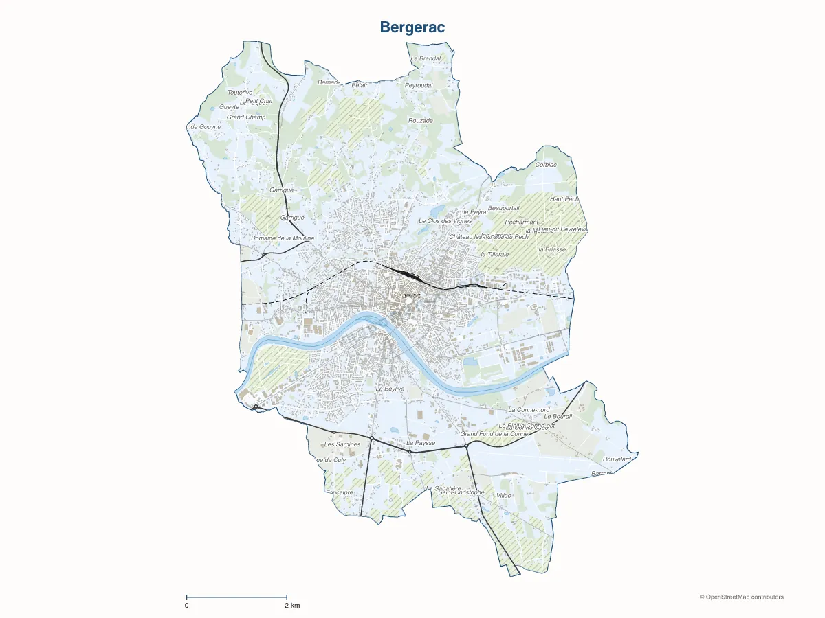 Carte de Bergerac à personnaliser