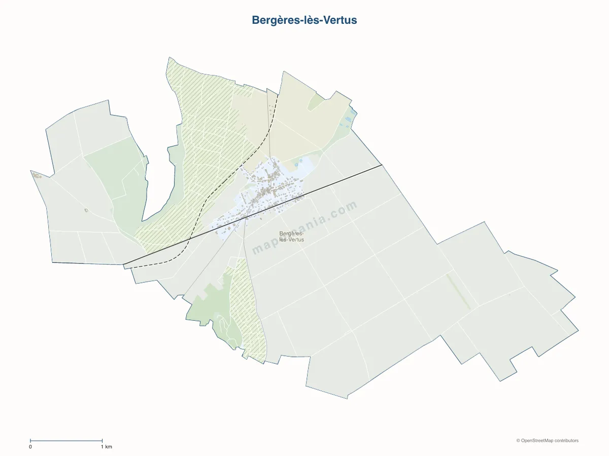 Carte de Bergères-lès-Vertus à personnaliser
