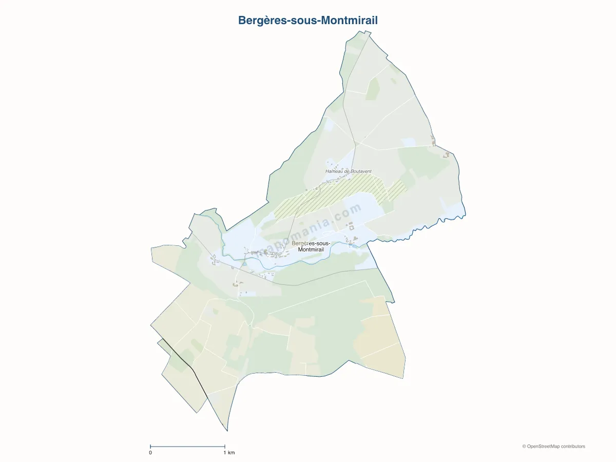 Carte de Bergères-sous-Montmirail à personnaliser