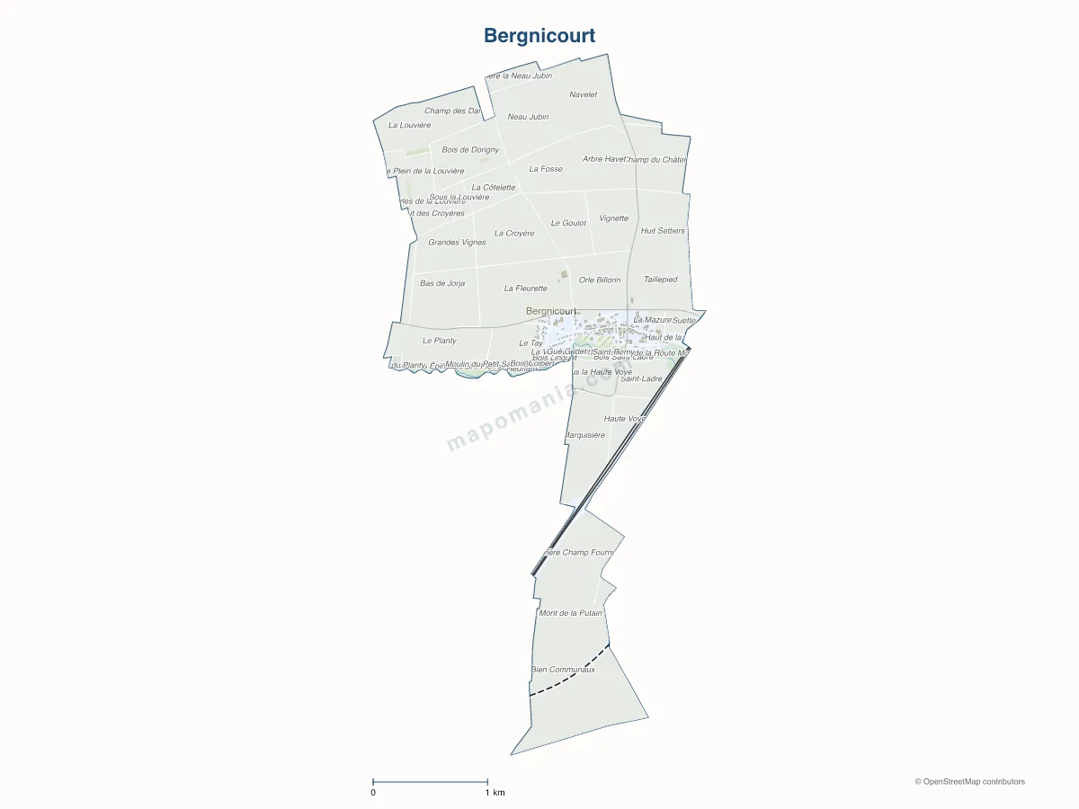 Carte de Bergnicourt à personnaliser