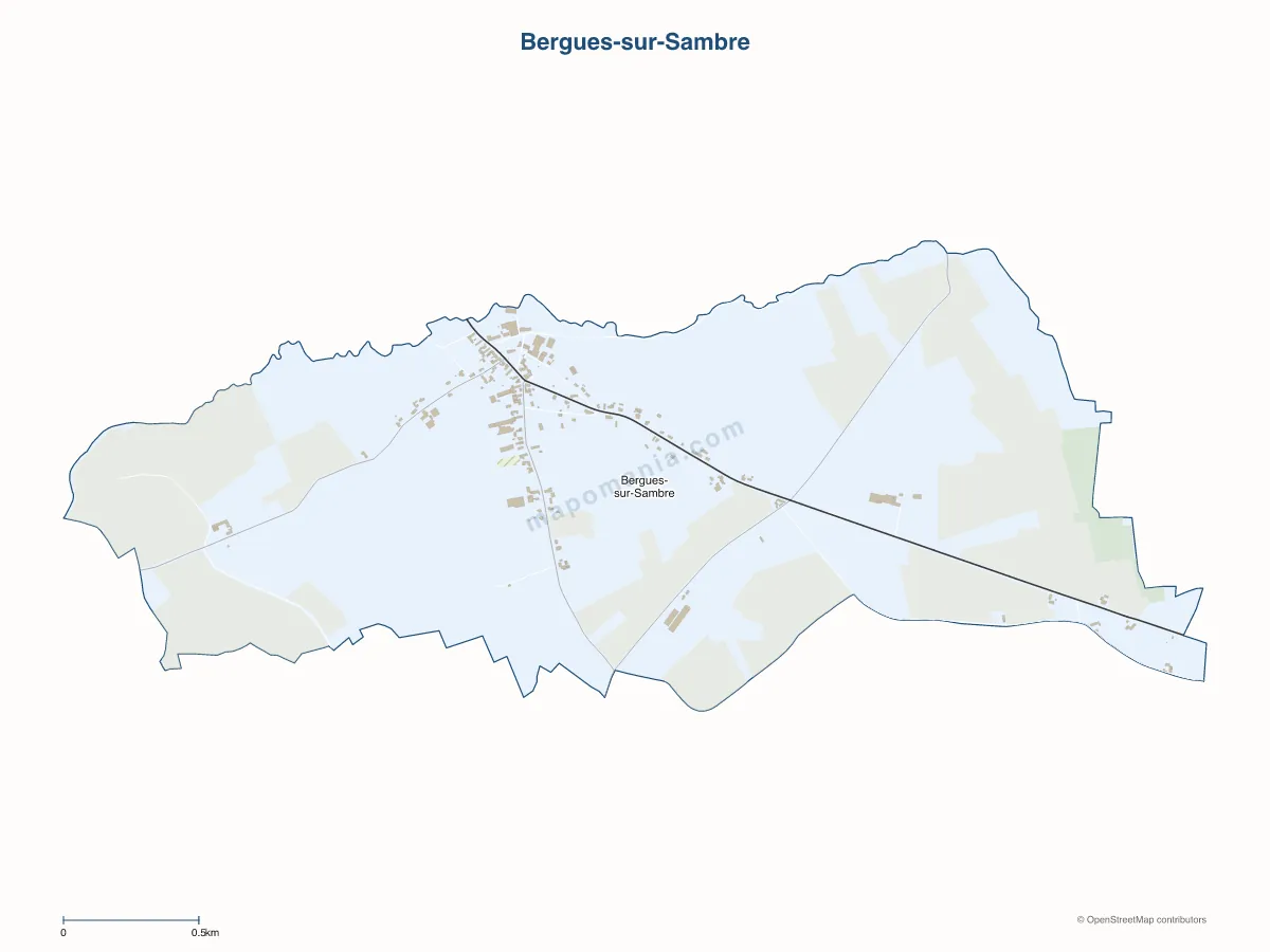 Carte de Bergues-sur-Sambre à personnaliser