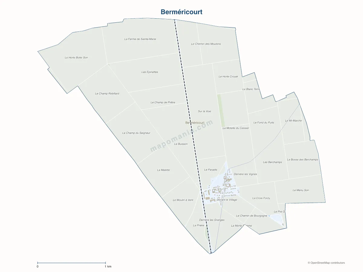Carte de Berméricourt à personnaliser