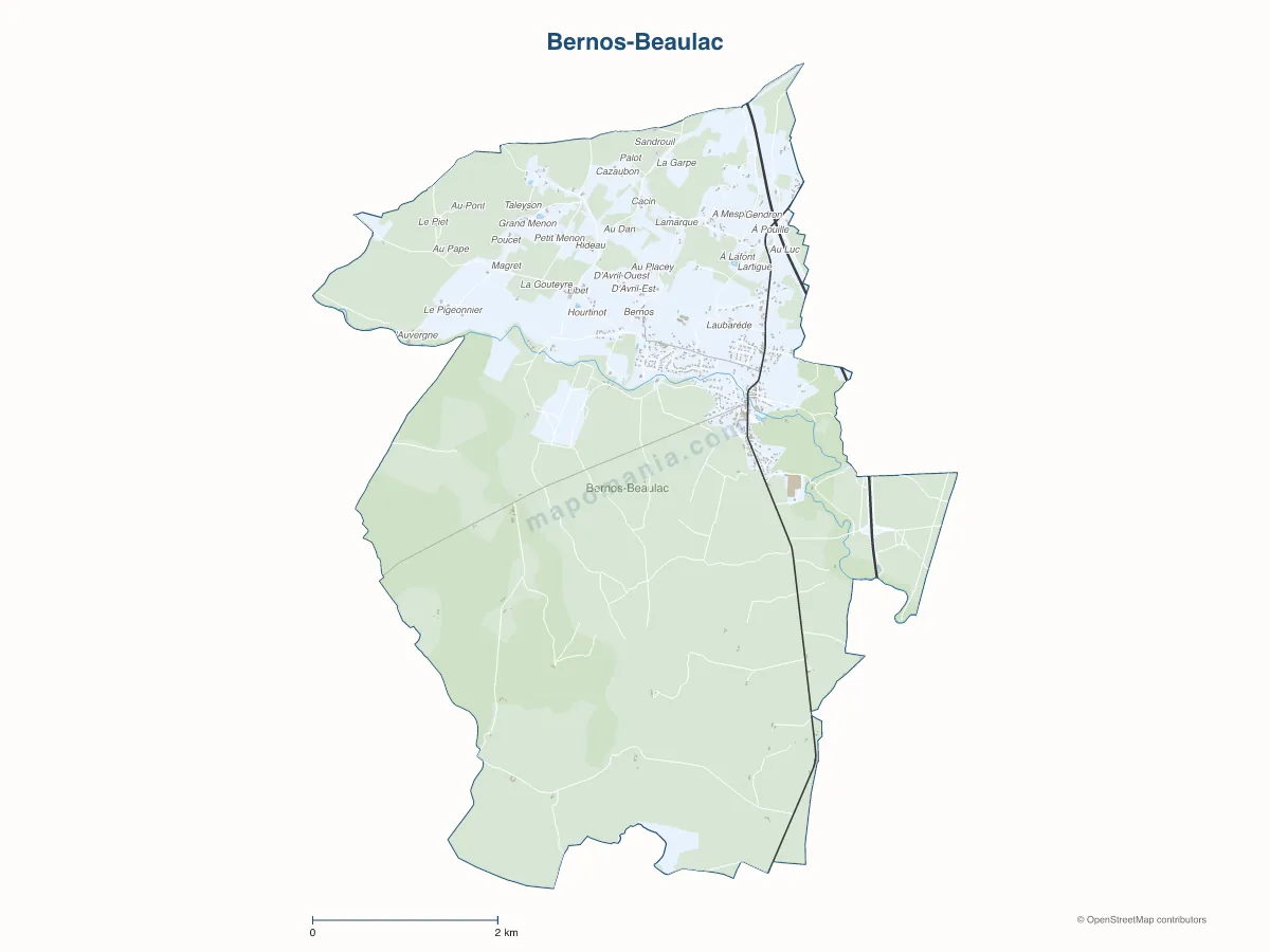 Carte de Bernos-Beaulac à personnaliser
