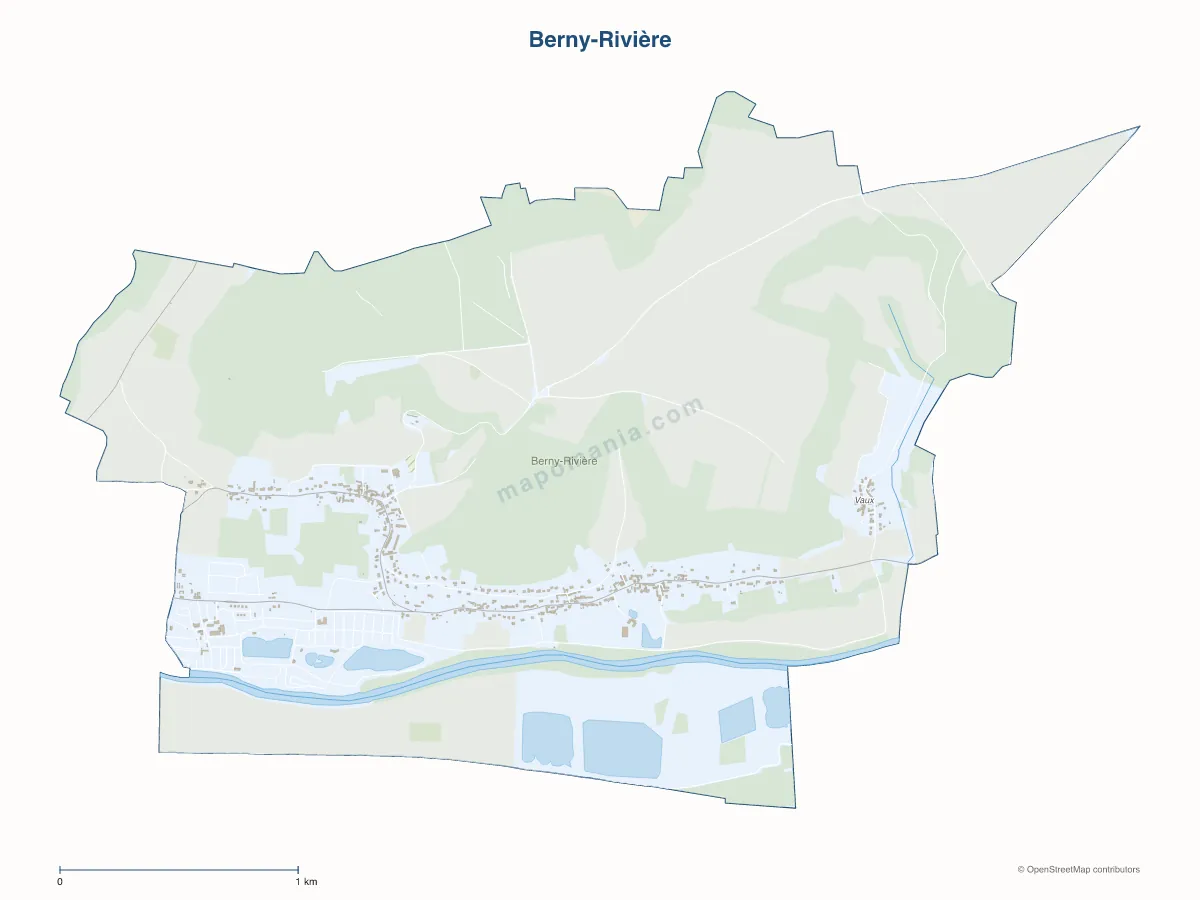 Carte de Berny-Rivière à personnaliser