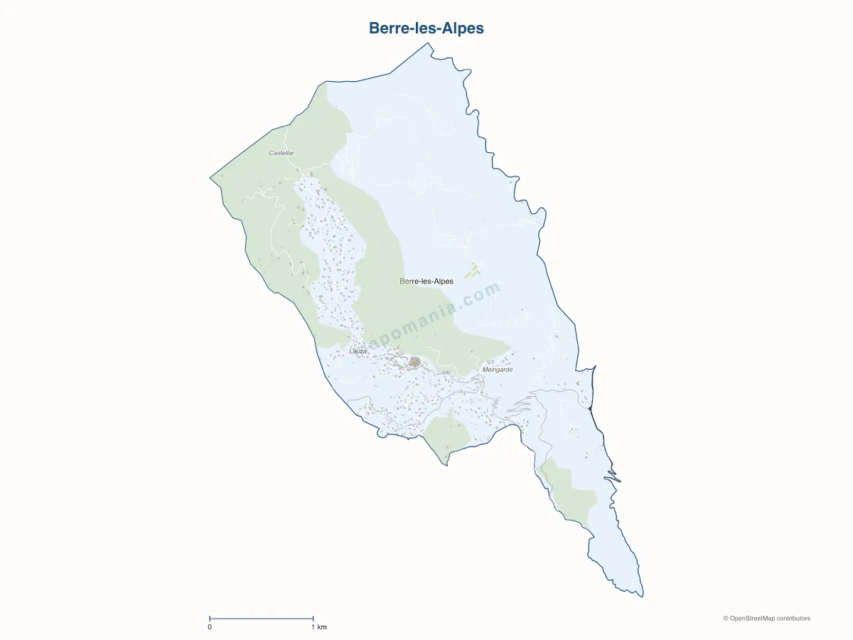 Carte de Berre-les-Alpes à personnaliser
