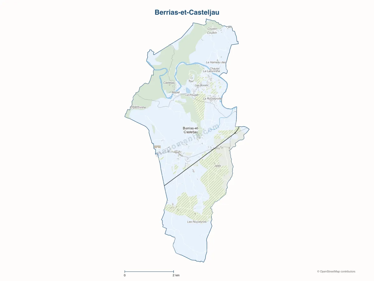 Carte de Berrias-et-Casteljau à personnaliser