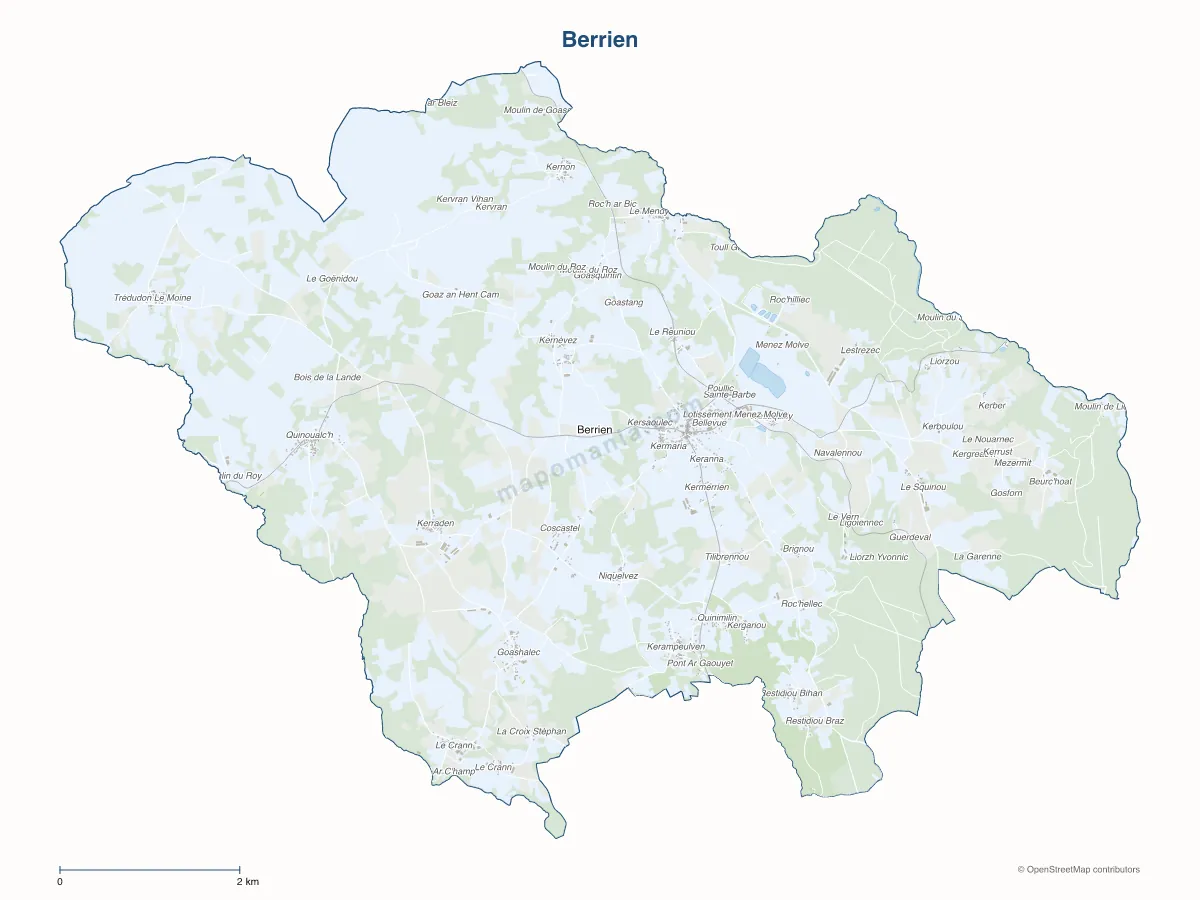 Carte de Berrien à personnaliser
