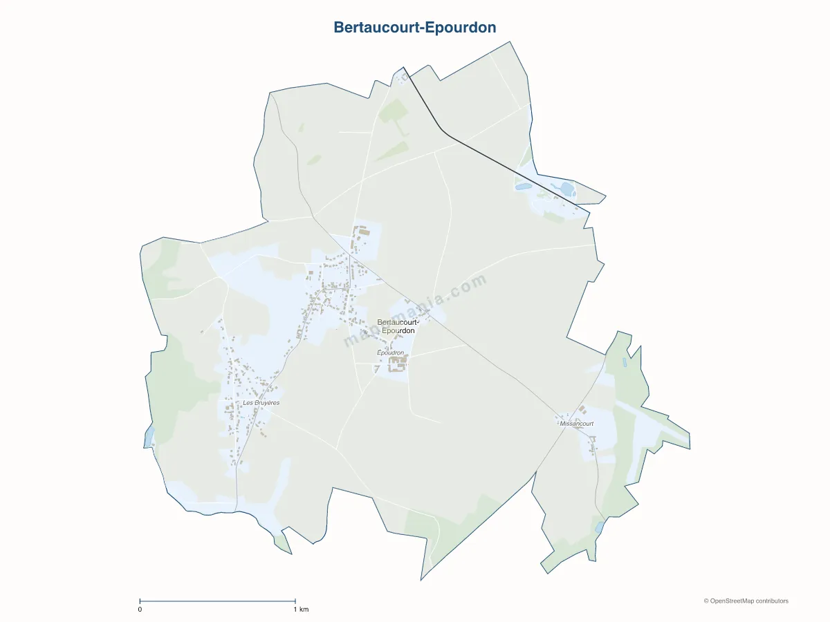 Carte de Bertaucourt-Epourdon à personnaliser