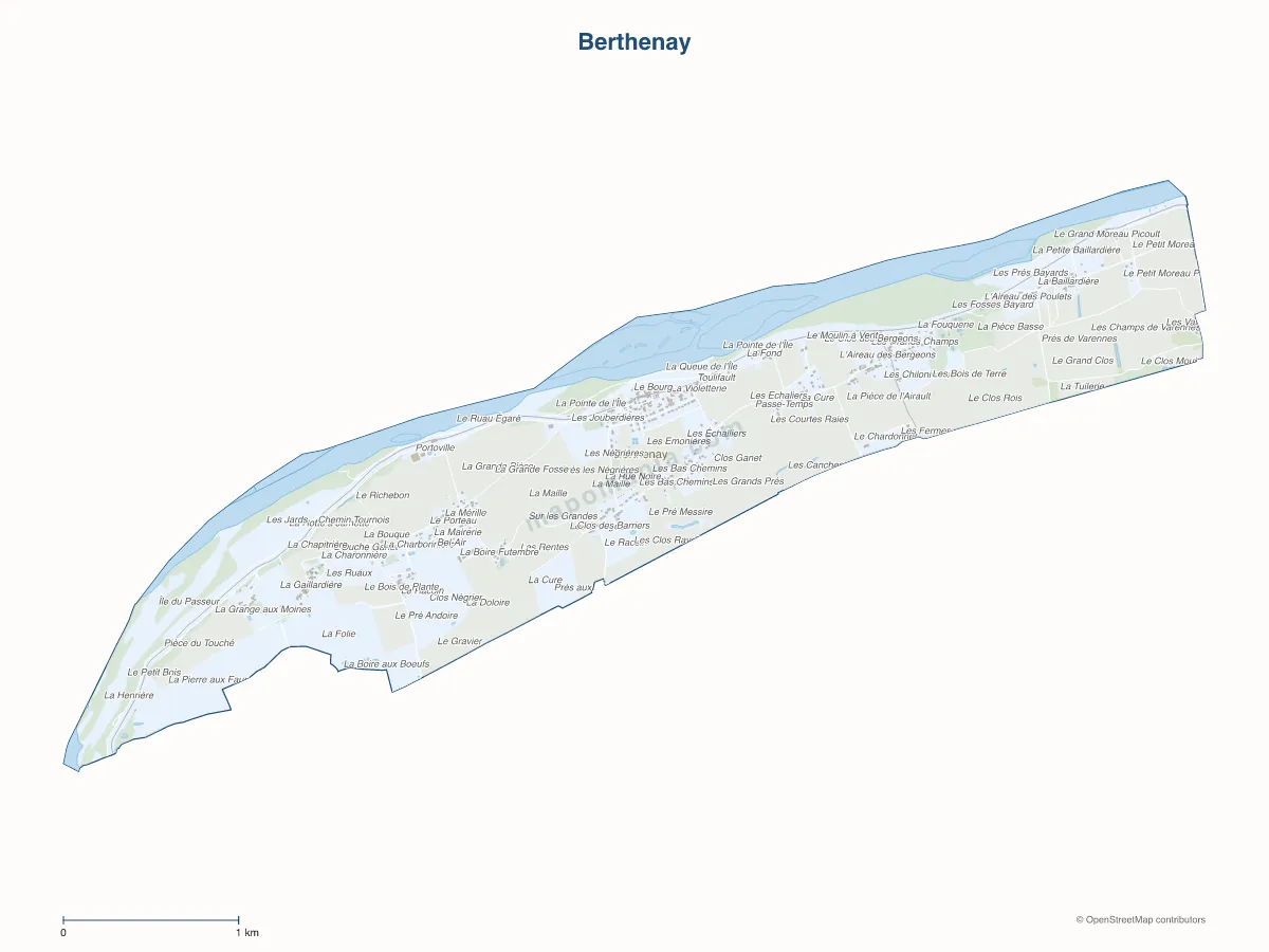 Carte de Berthenay à personnaliser