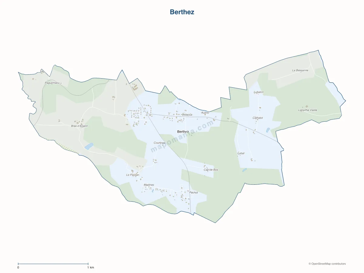 Carte de Berthez à personnaliser