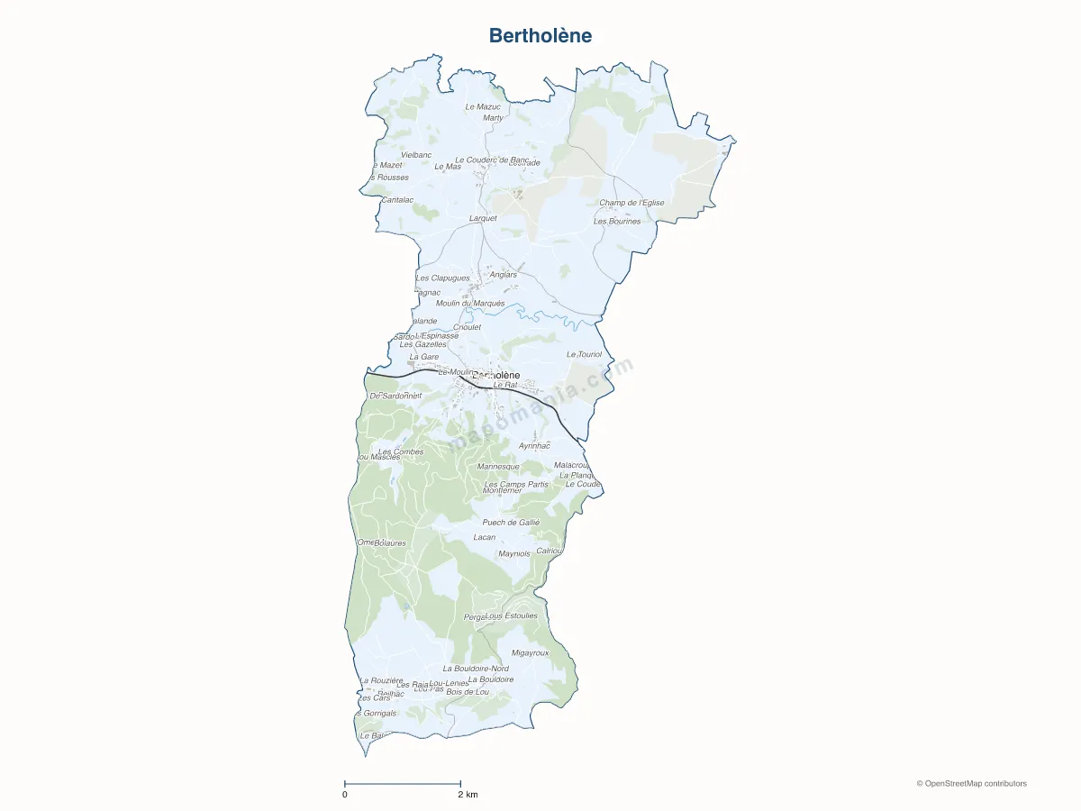 Carte de Bertholène à personnaliser