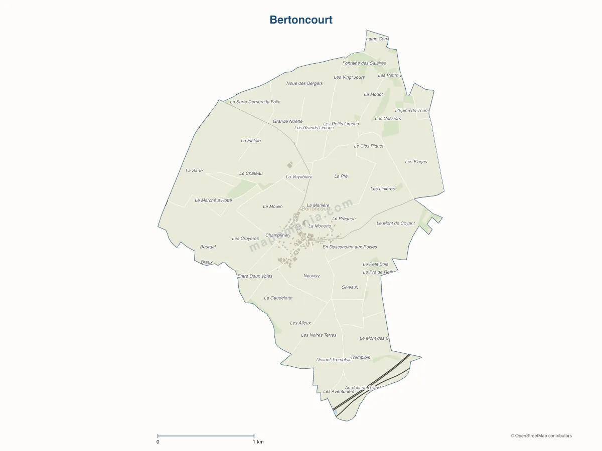 Carte de Bertoncourt à personnaliser