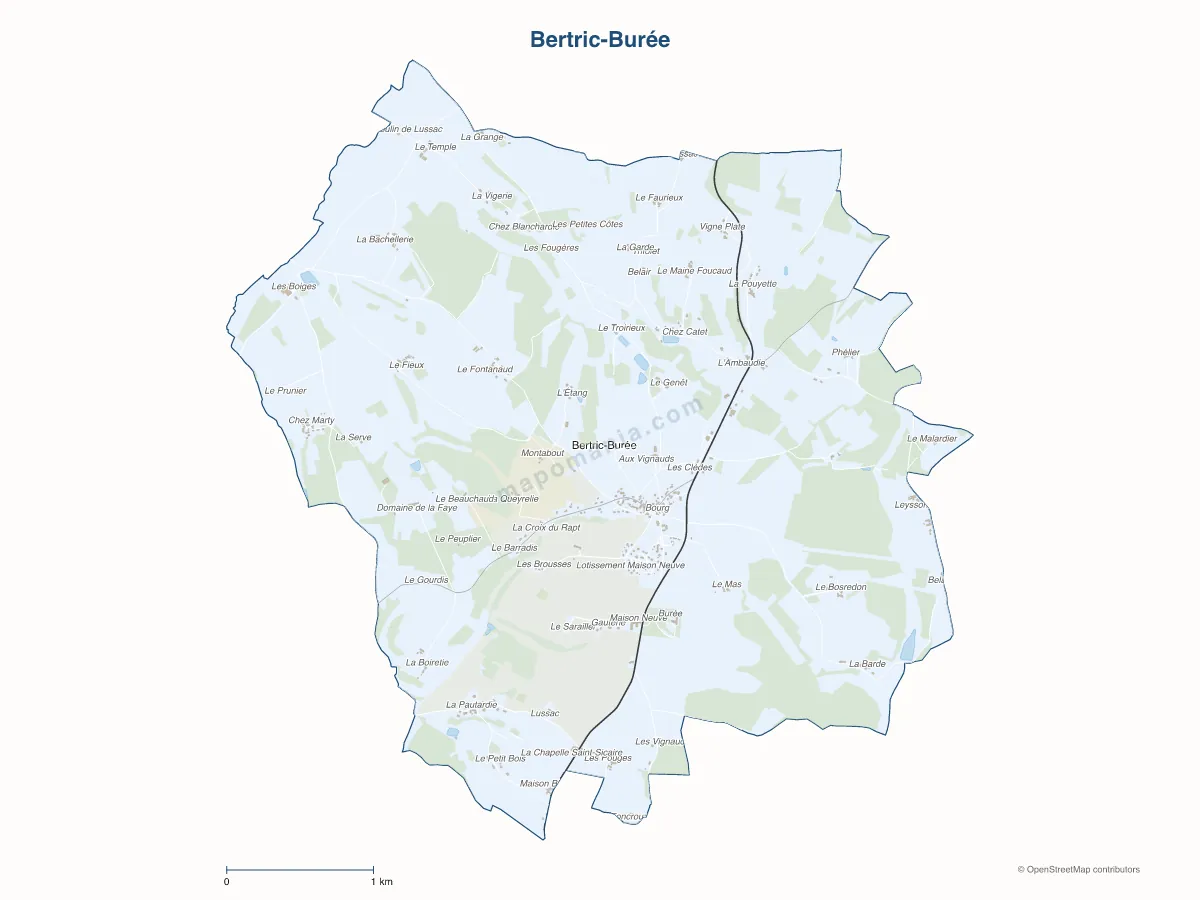 Carte de Bertric-Burée à personnaliser