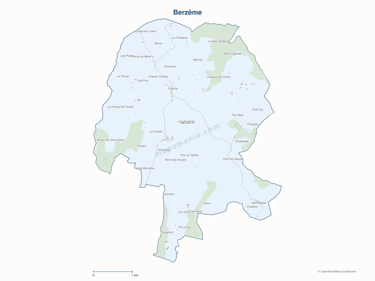 Carte de Berzème à personnaliser