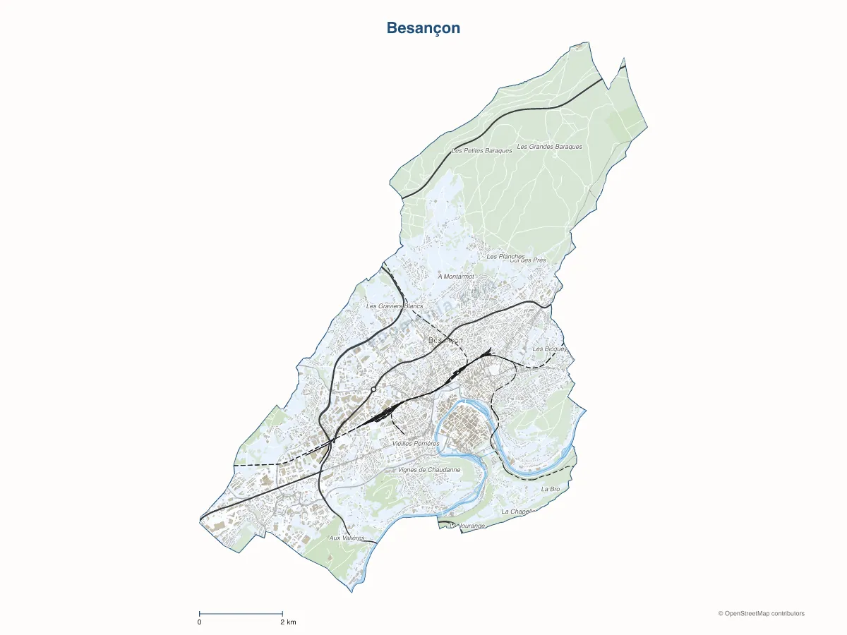 Carte de Besançon à personnaliser