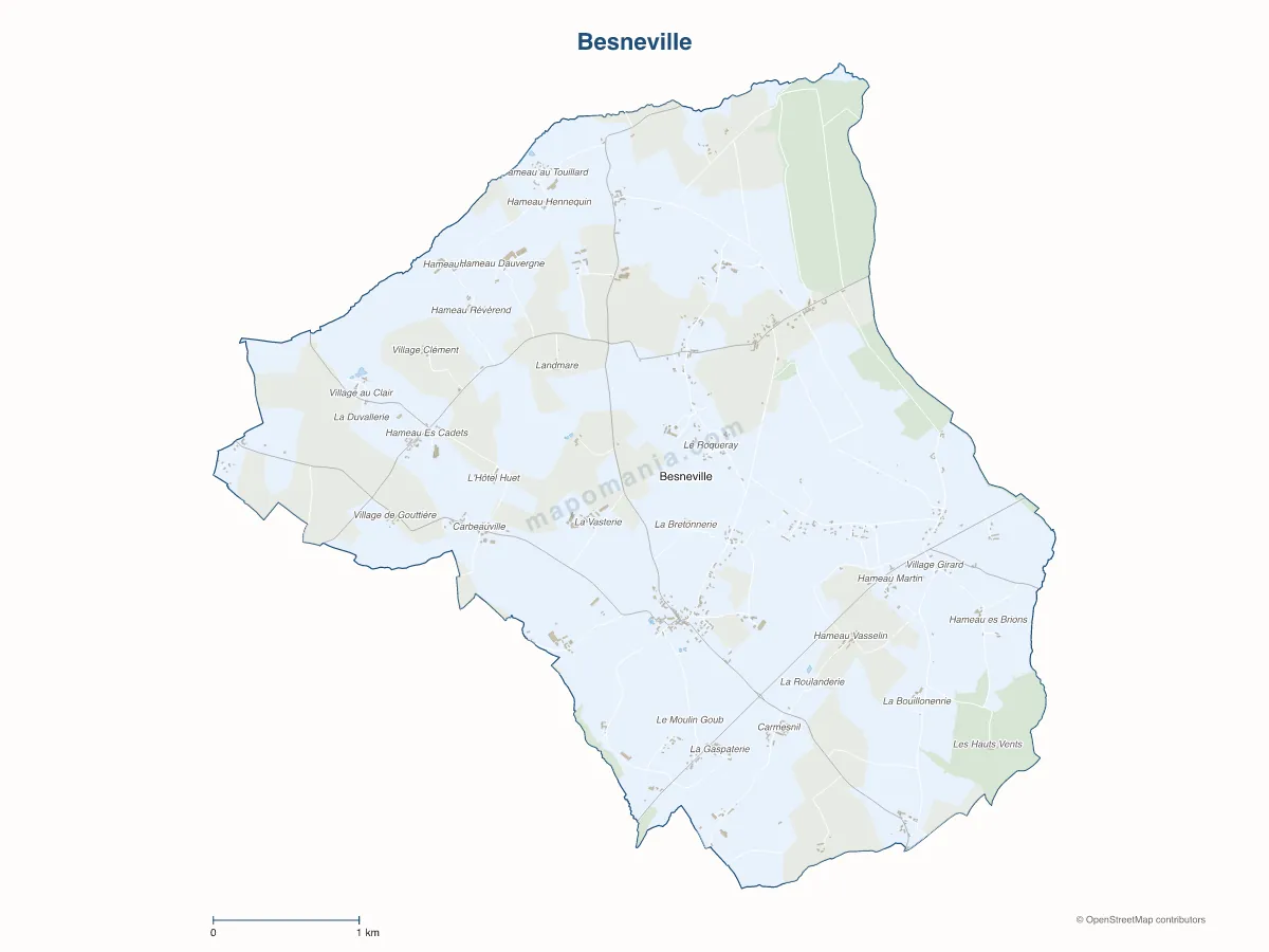 Carte de Besneville à personnaliser