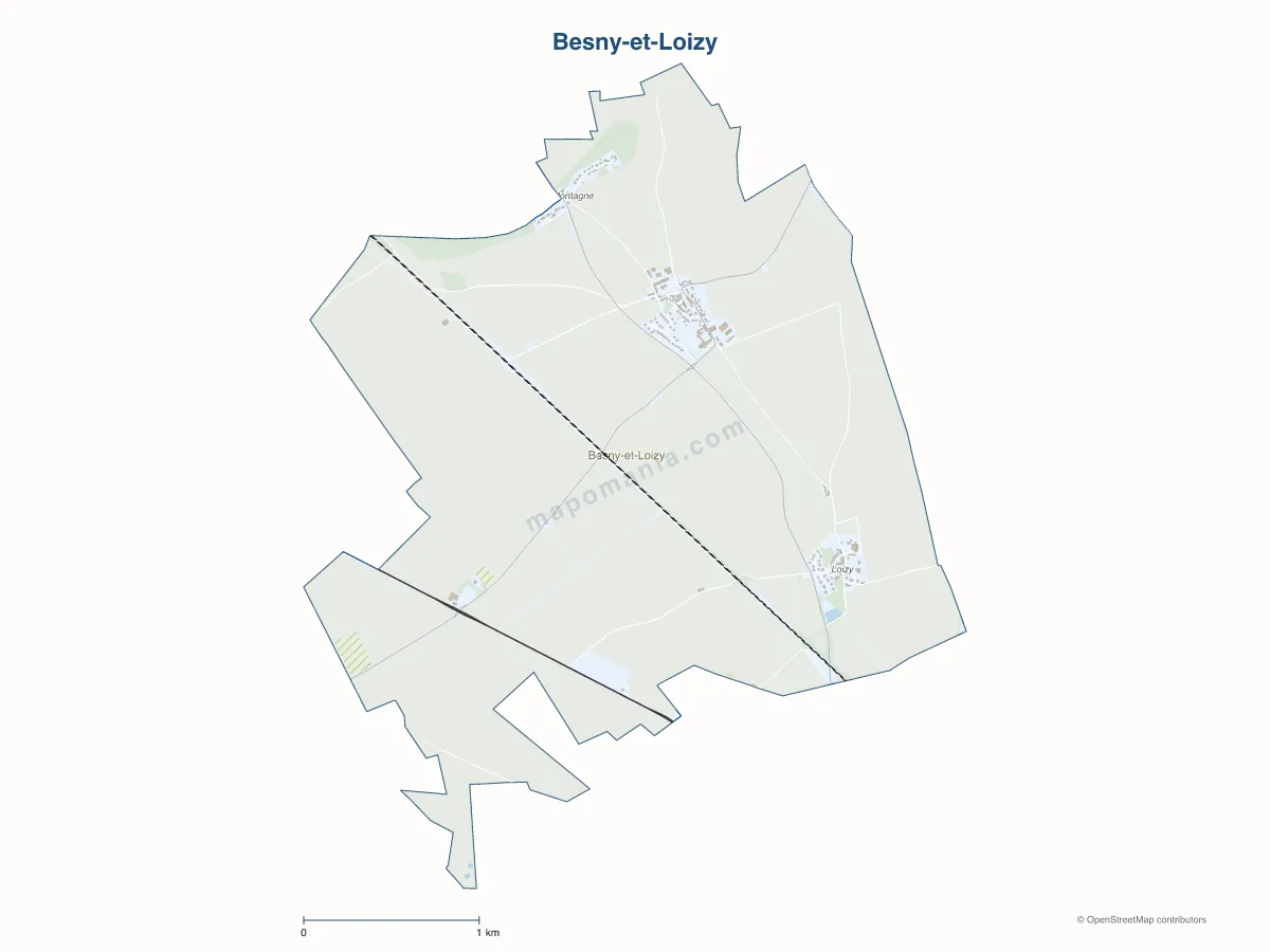 Carte de Besny-et-Loizy à personnaliser