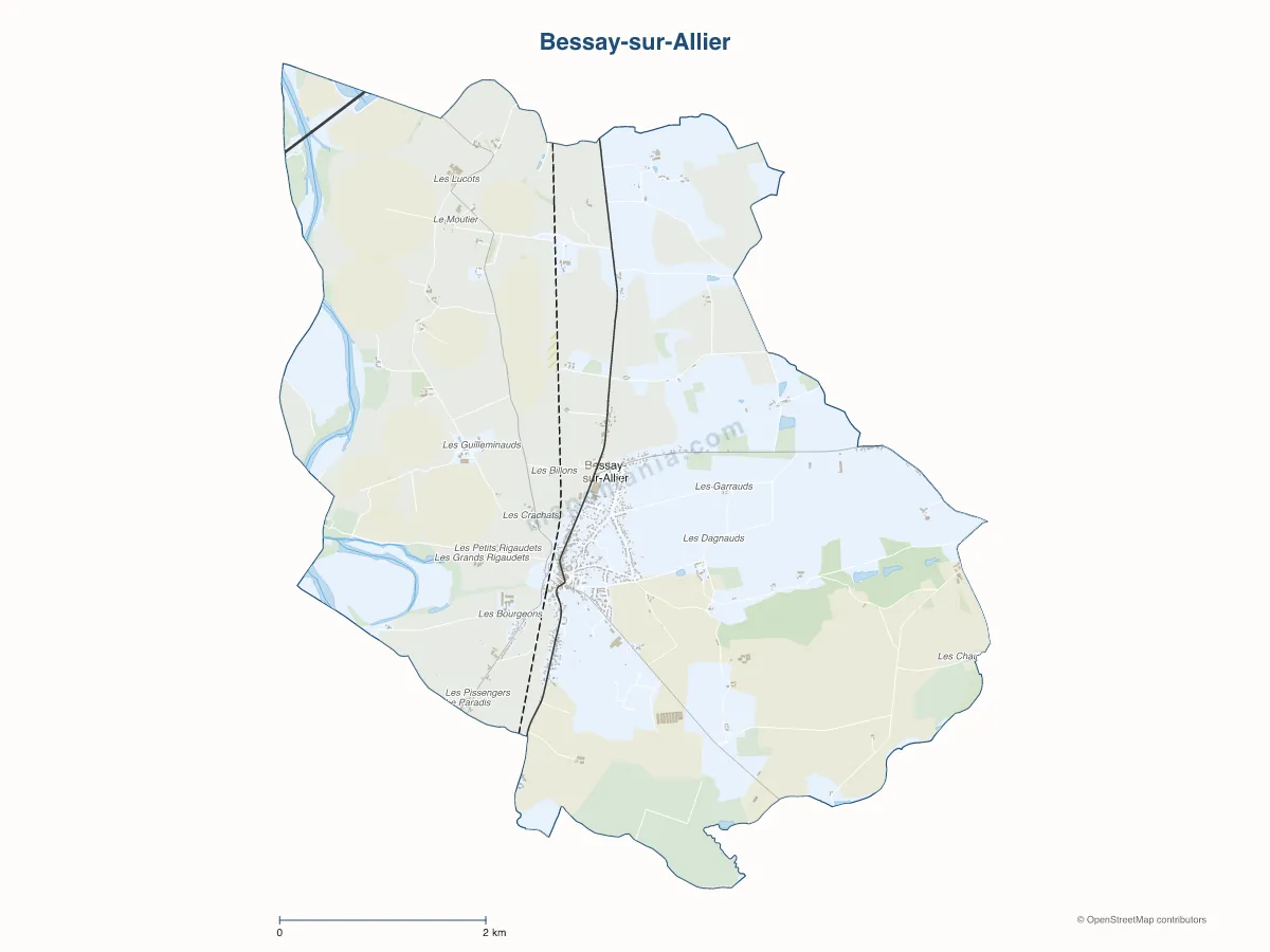 Carte de Bessay-sur-Allier à personnaliser