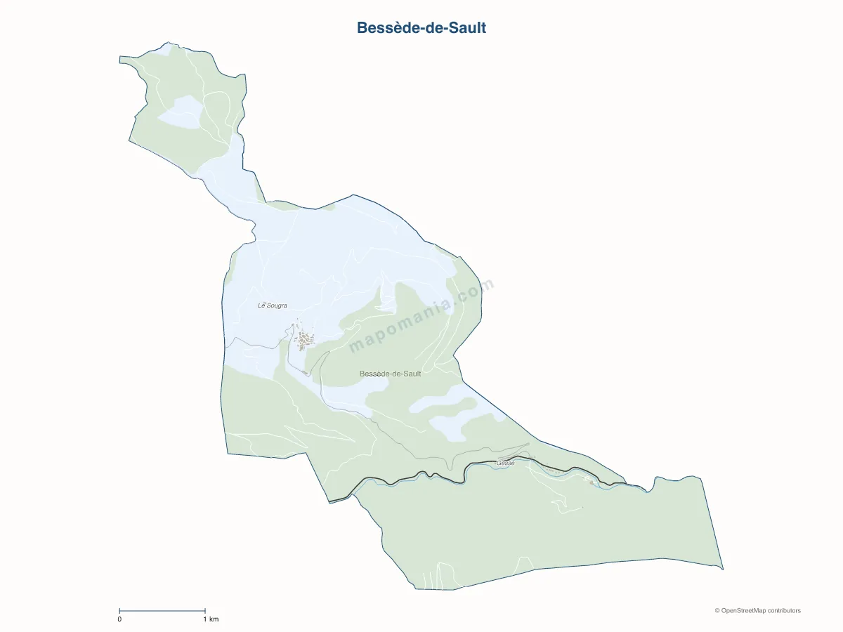 Carte de Bessède-de-Sault à personnaliser