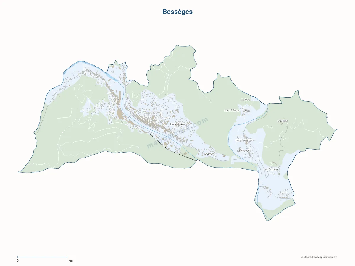 Carte de Bessèges à personnaliser