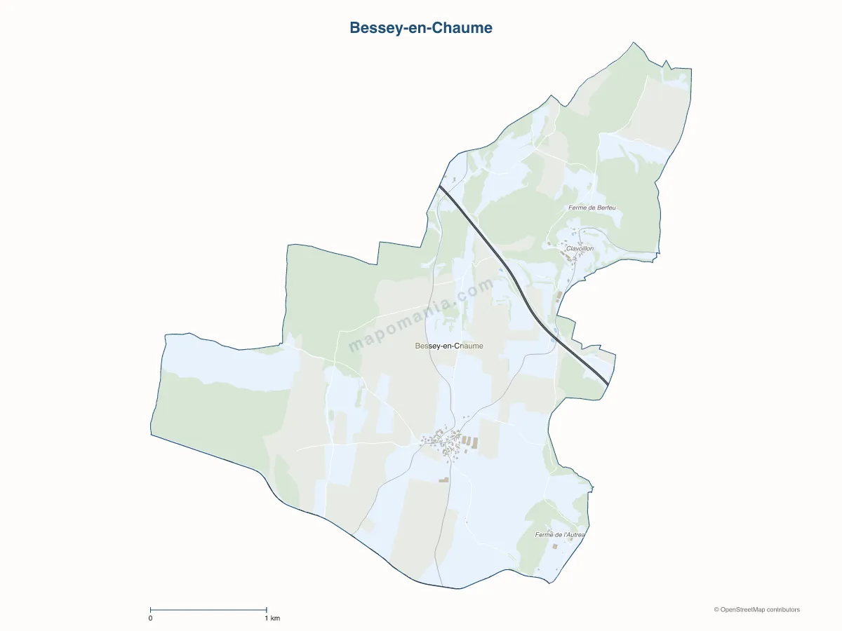 Carte de Bessey-en-Chaume à personnaliser