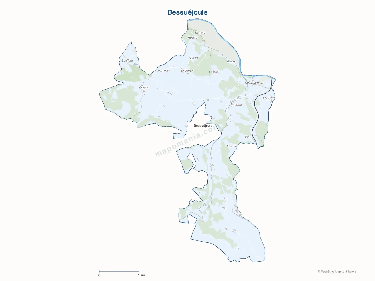 Carte de Bessuéjouls à personnaliser