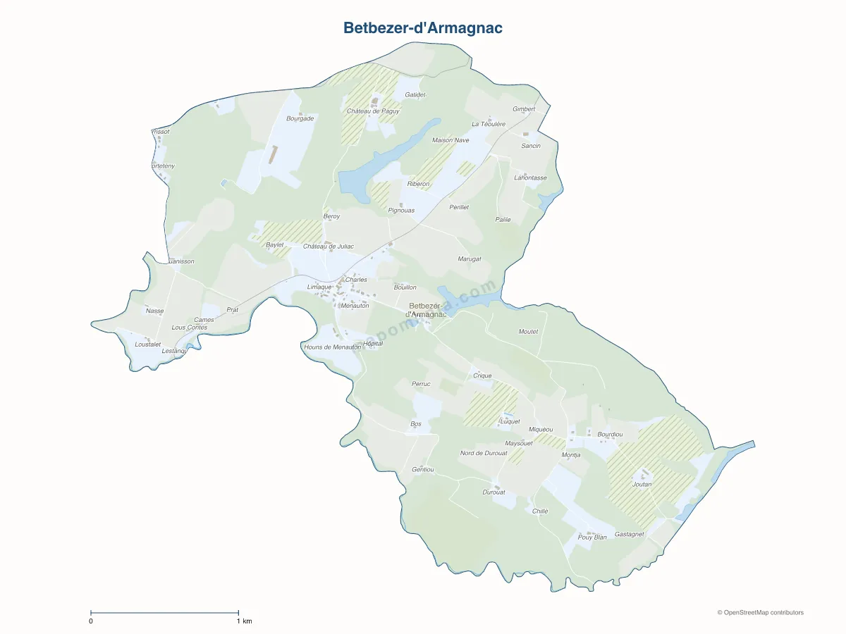 Carte de Betbezer-d'Armagnac à personnaliser