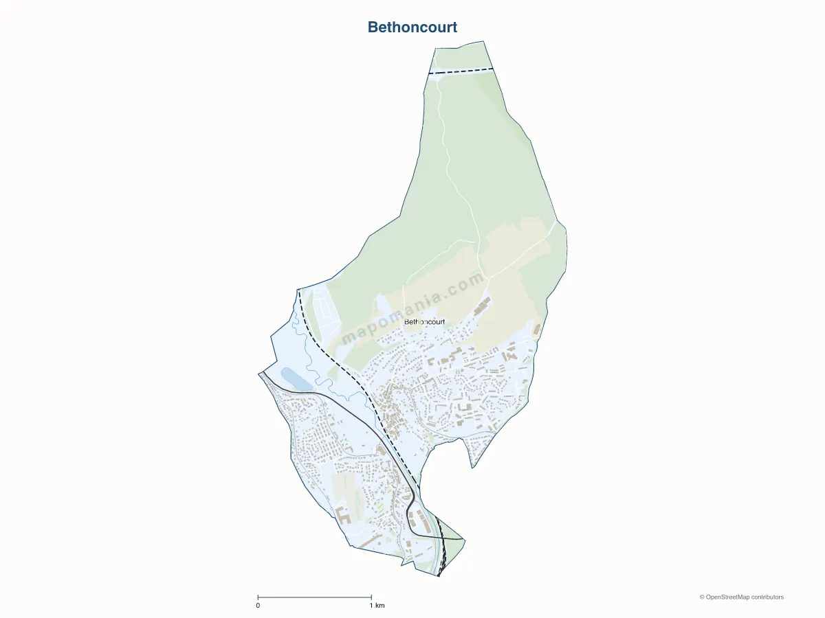 Carte de Bethoncourt à personnaliser