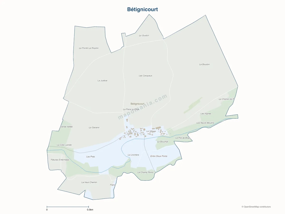 Carte de Bétignicourt à personnaliser