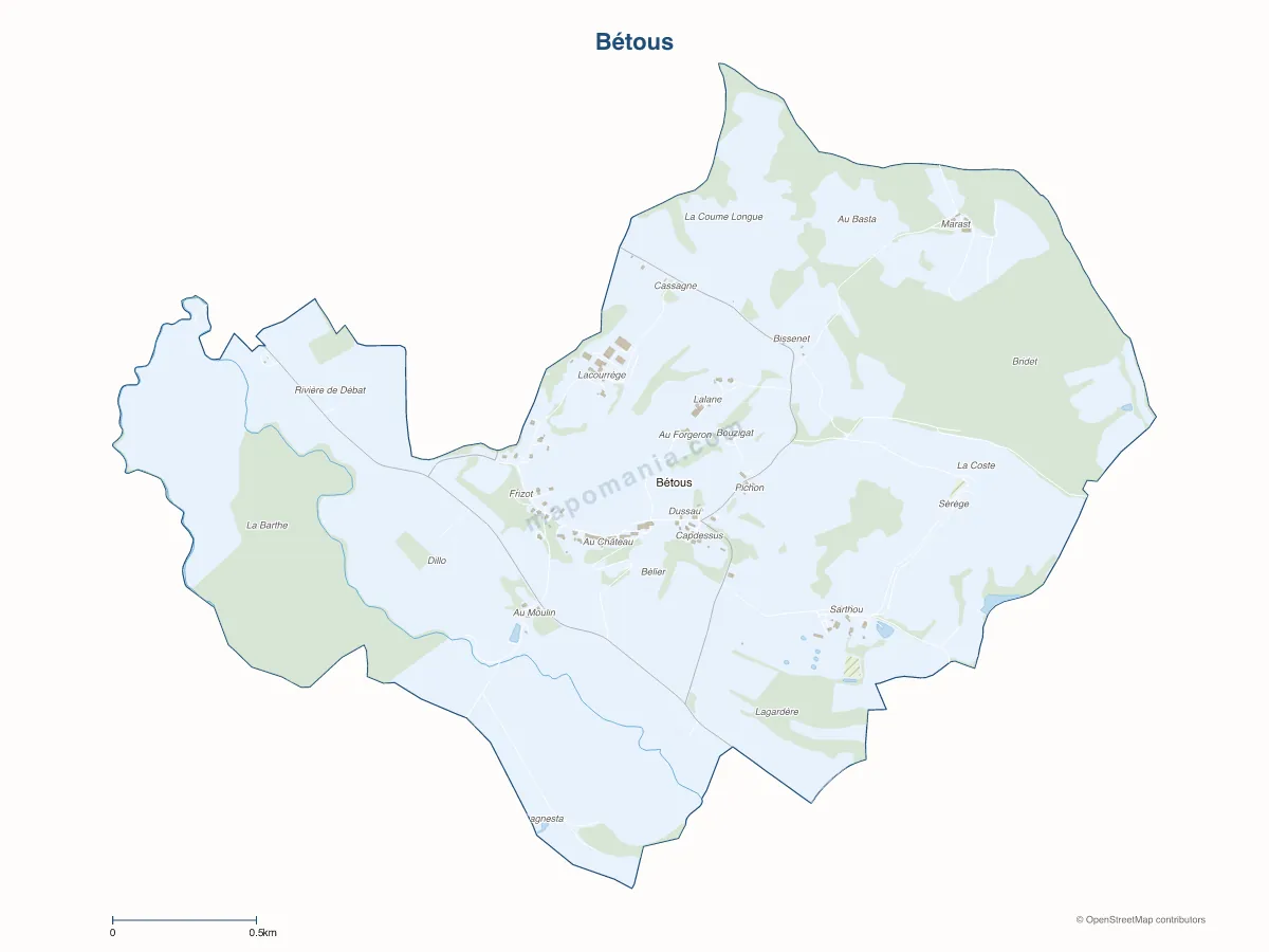 Carte de Bétous à personnaliser