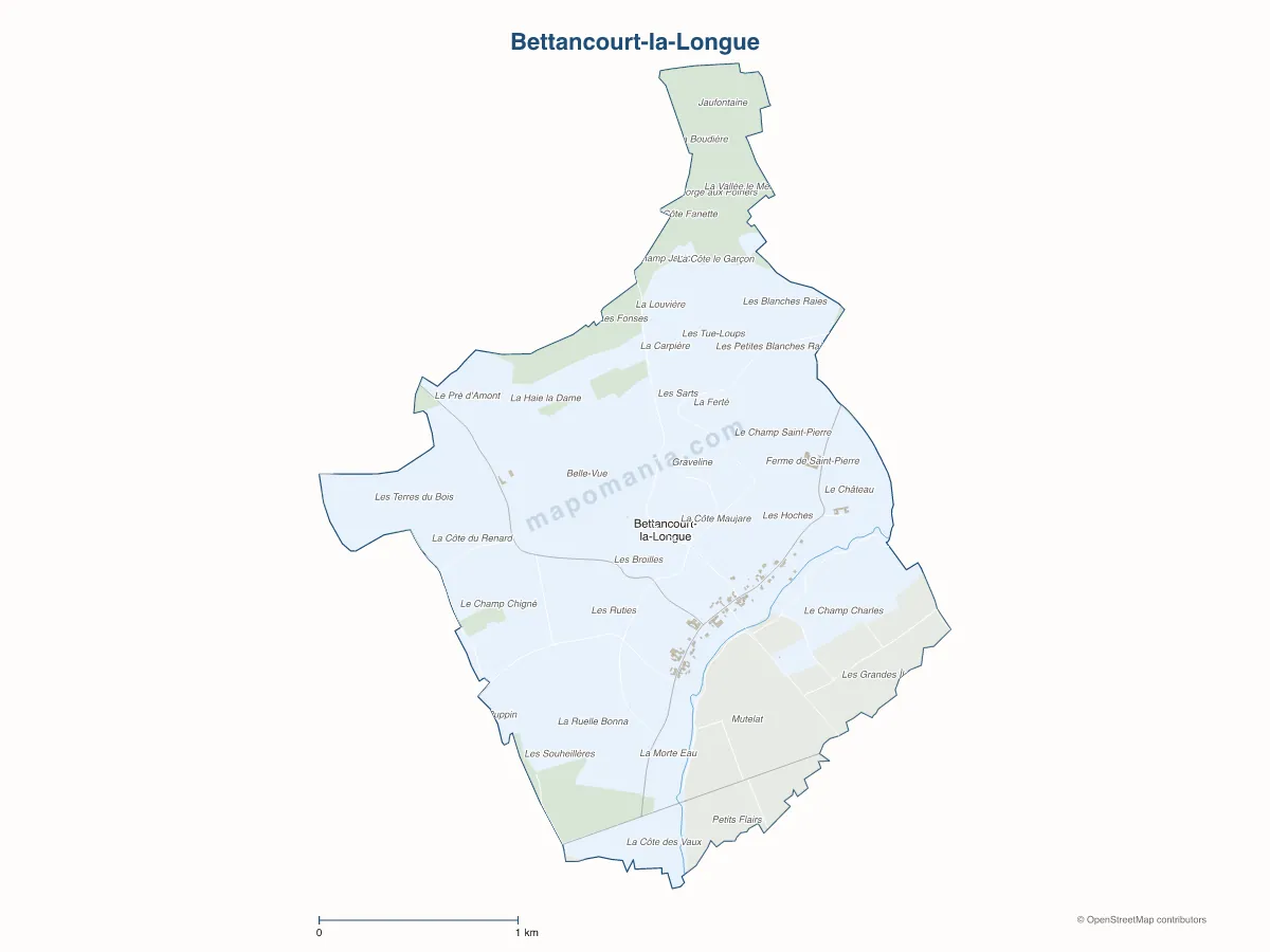 Carte de Bettancourt-la-Longue à personnaliser