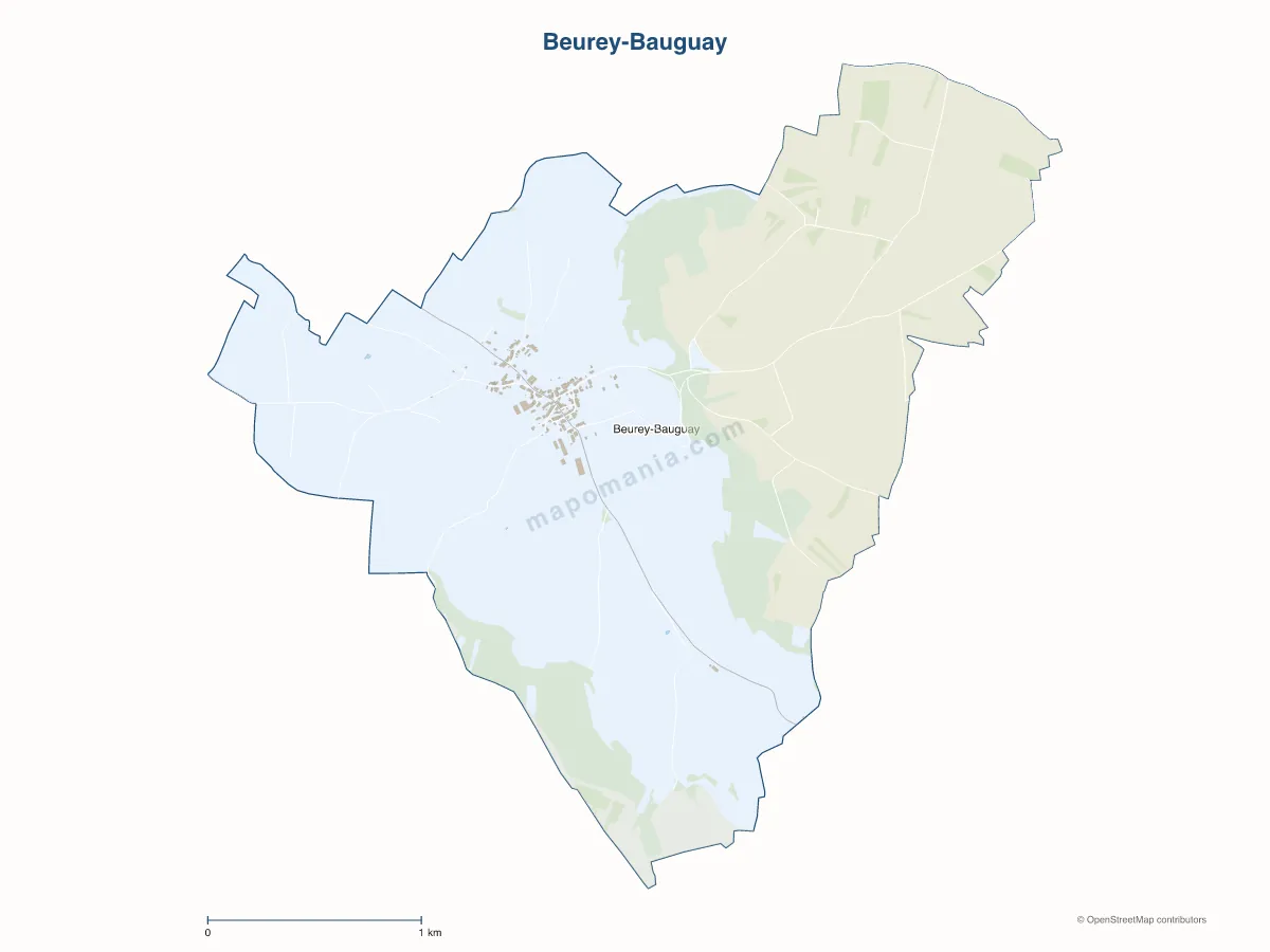 Carte de Beurey-Bauguay à personnaliser