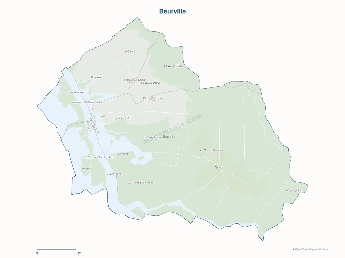 Carte de Beurville à personnaliser