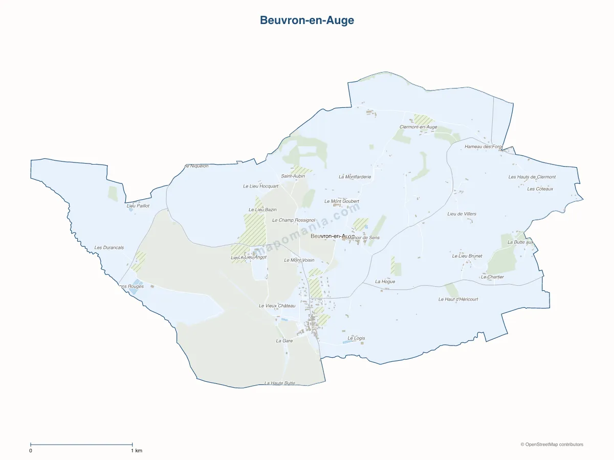 Carte de Beuvron-en-Auge à personnaliser