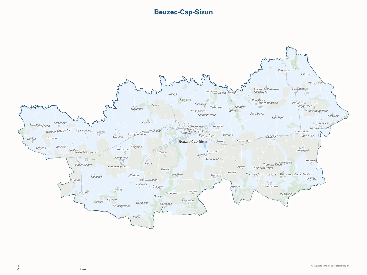 Carte de Beuzec-Cap-Sizun à personnaliser