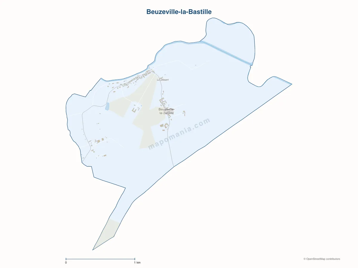 Carte de Beuzeville-la-Bastille à personnaliser