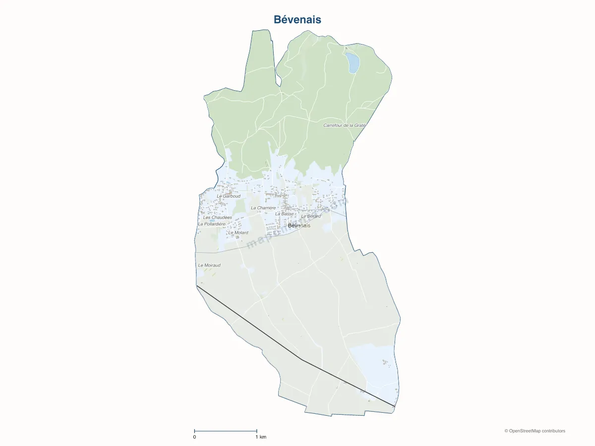 Carte de Bévenais à personnaliser