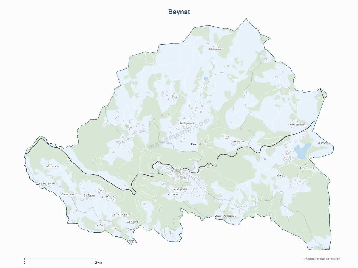 Carte de Beynat à personnaliser