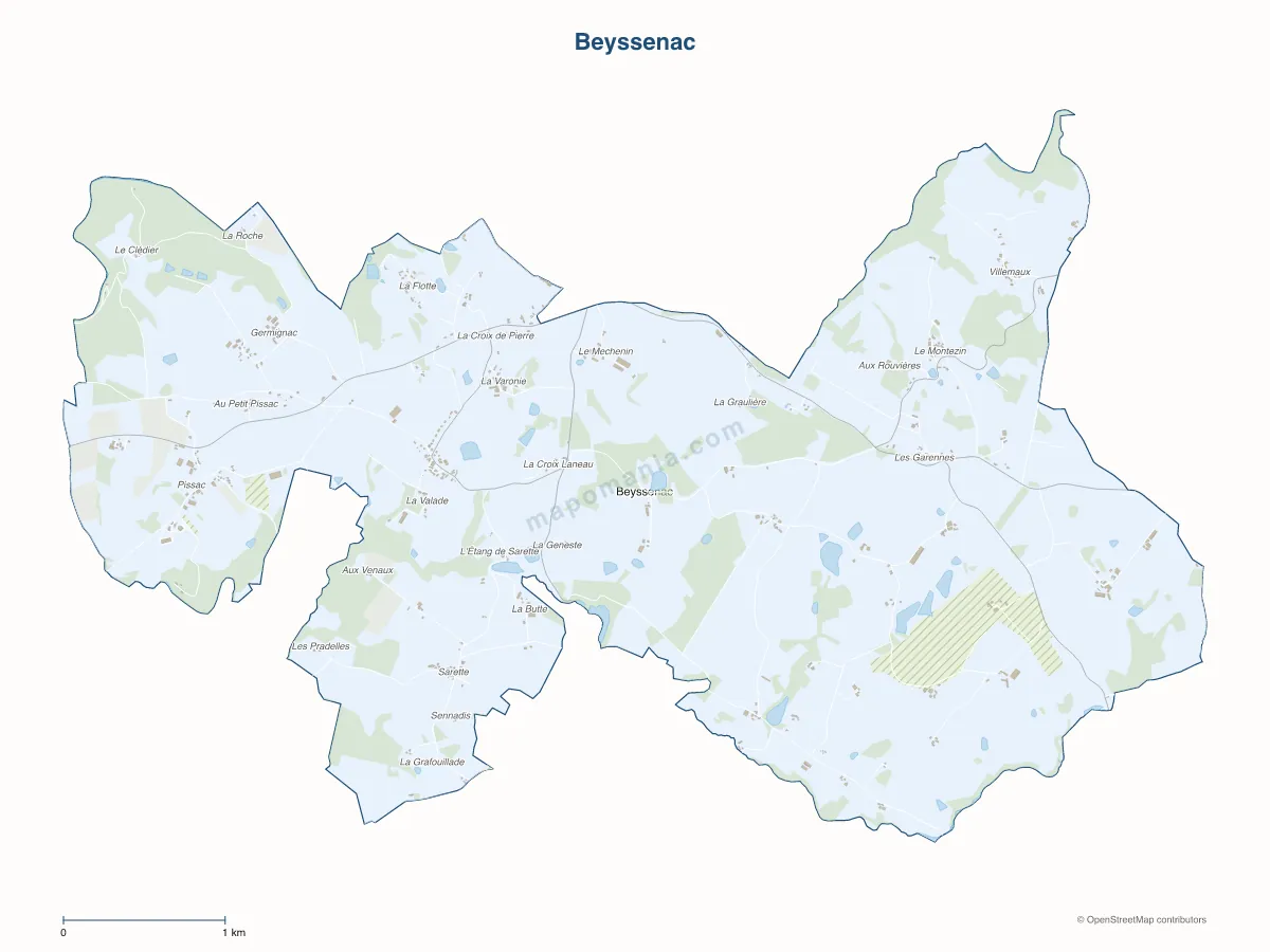 Carte de Beyssenac à personnaliser